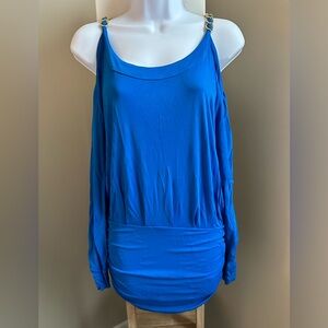 D&G DOLCE AND GABBANA SLEEVE DETAIL MINI DRESS OR TOP COBALT BLUE SZ. XS Y2K
